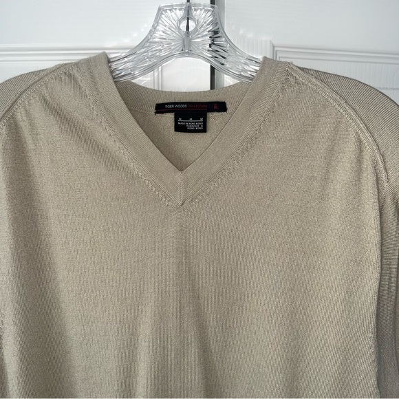 Tiger Woods Collection Tan V-Neck Sweater with Relaxed Fit - Picture 2 of 7